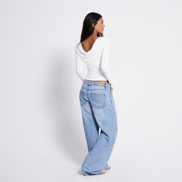 Two way draped long-sleeve top "Assia" Off white